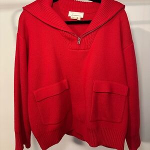Anthropologie Vibrant Red Knit Sweater